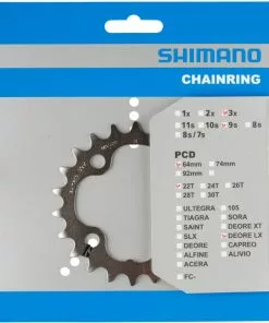 Shimano LX Ab 2005 4-Arm 9-fach 22 Zähne S-Type IG Stahl Si. Y-1FU22000 Ausverk. Ersatz: Y-1J822000