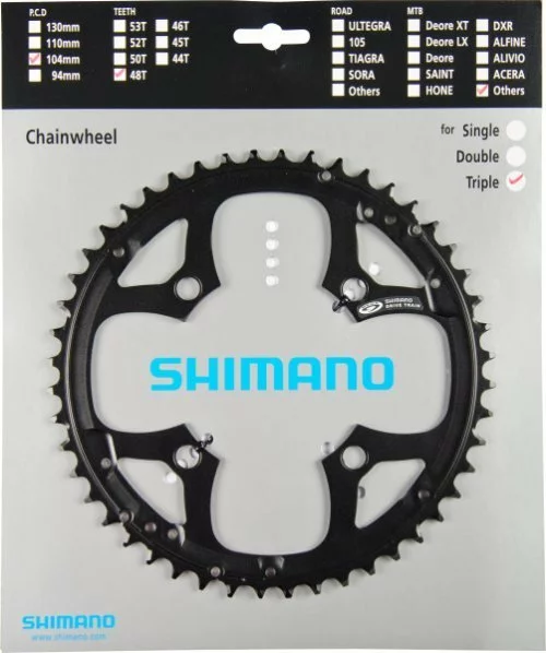 Shimano Deore 2000 4-Arm 48 Zähne T-Type IG Alu Schwarz Für Schutzring Y-1FM98120 / Y-1HL98140 1 Shimano Deore 2000 4-Arm 48 Zähne T-Type IG Alu Schwarz Für Schutzring Y-1FM98120 / Y-1HL98140