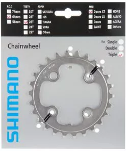 Shimano XT Ab 2004 4-Arm 9-/10-fach 26 Zähne U-Type IG Alu Silber Y-1J226000