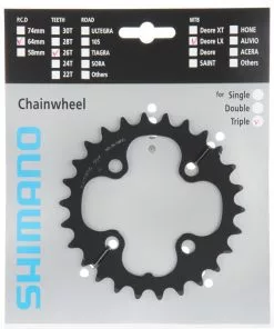 Shimano SLX Ab 2009 4-Arm 9-fach 26 Zähne AD-Type Stahl Schwarz Y-1KS26000